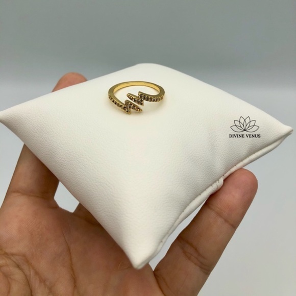 Lighning Bolt Ring | Gold Plated Brass - Picture 7 of 9